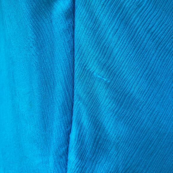 VTG Y2K Silk Halter Top Med/LG Blue Babydoll Ribbon Chiffon V Neck Coquette - Picture 8 of 12